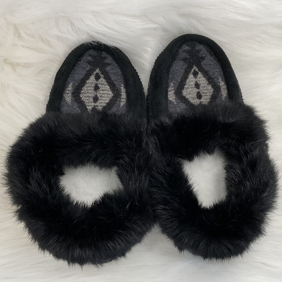 NWOT Manitobah Mukluks Black Wool Tipi Moccasin Women’s Size 7 - Picture 3 of 11